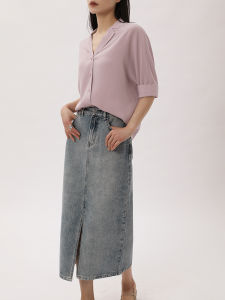 เสื้อเชิ้ตผ้าไหมไหมมัลเบอร์รี่สไตล์ใหม่สำหรับฤดูร้อน เสื้อเชิ้ตคอวีแขนยาวสำหรับใส่ทำงาน เสื้อเชิ้ตผู้หญิงสุดหรูหรา