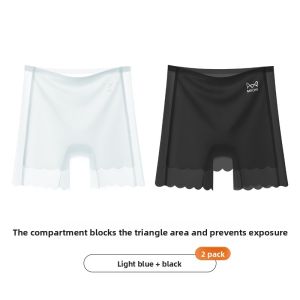 MiiOW | Womens Ice Silk Safety Pants Short Shorts Bottoms Seamless Underwear Triangle Area Coverage Three-In-One Inner Wear Casual Leisure