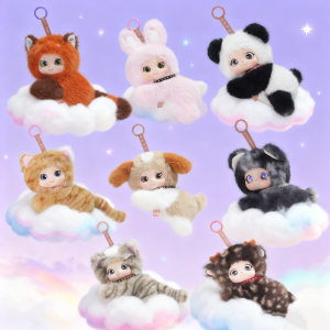 Cute Random Pattern Plush Toy Animal Rabbit Stripe Cat Vinyl-Plush Toys Giant Panda Lying Posture Animal Birthday Xmas Gifts