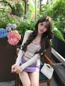 Lace Patchwork Camisole Halter Tank Top with High Waist Skirt