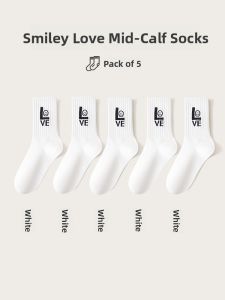 JINGCHI | Womens Mid-calf Cotton Socks With Shark Pants Spring Autumn Style Pure Cotton Breathable Sweat Absorbent Long Socks For Sports