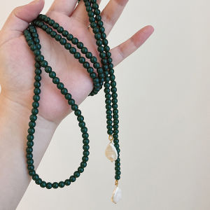 New Chinese Style Long Necklace Accessories Luxury Sensation Natural Baroque Pearl Turquoise Beads Womens Fashion Jewelry