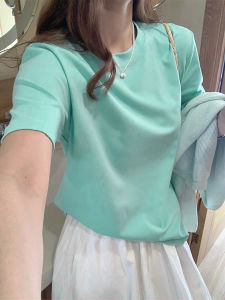 ZHUZI | Breathable Comfort Basic Cotton T-Shirt Mint Green Loose Fit