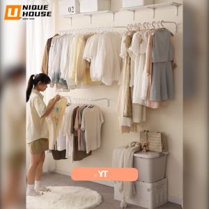 Clothes Bar 100/80/60cm Clothes Rack Besi Gantung Baju Sangkut Baju Penyangkut Baju Wall Mounted Cloth Bar Clothing Hanger Rak Baju Murah