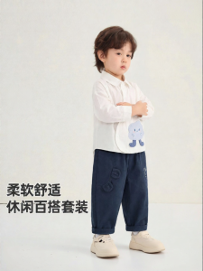 CUTEPANDAS | Bộ Đồ Bé Gái 2 Mảnh Kiểu Học Đường Tay Dài 100% Cotton