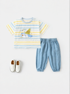 CUTEPANDAS | Bộ Quần Short Denim Cotton Tencel Hình Chó Dễ Thương Phù Hợp Mọi Giới Tính