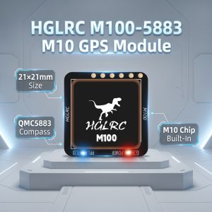 HGLRC M100-5883 M10 GPS Module with Compass Ceramic Antenna on-board LED Indicators 21x21mm for RC Airplane FPV Long Range