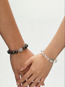 Couple Matching Smile Design Natural White Crystal S925 Silver Bracelet