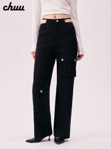 High Waist Wide Leg Casual Pants Womens Loose Fit Cargo Trousers Drawstring Autumn New Arrival Pure Color Pocket Long Pants