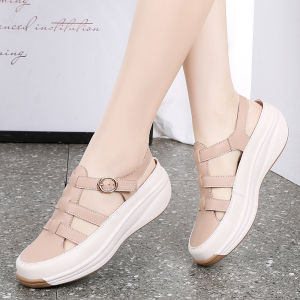 Thin Leather Roman Style Sandals Womens Summer Casual Slip-On Shoes Head Covering Fashionable Flat Heel Comfortable Footwear
