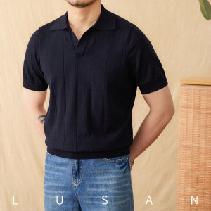 Breathable Knitted Polo Shirt Cotton and Linen