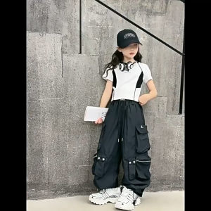 8 Pockets Cargo Pants For Kids Girl 7-15yrs Two Wearing Way Jogger/Baggy Pants For Kids Girl Street Style Trouser For Kids Girl OOTD For Kids Girl
