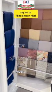 Distrindo - Lemari Rak JILBAB + CERMIN RIAS LIPAT dengan tempat Kosmetik Tebal Mewah