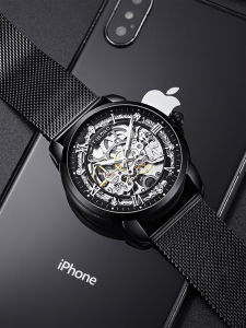 Fashionable Hollow out Waterproof Mens Mechanical Watch Automatic Student Watch Quartz Clock round Shape Steel Band ITIBRO T2138-L