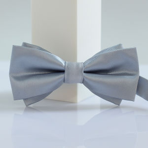 Mens Fashionable Tuxedo Bowtie in Black Pure Color Double Layer British Style Suitable for Wedding Gift Box Packaging