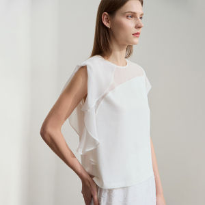 AMII | Rounded Neck Flounce Hem Asymmetrical Shape-Enhancing T-shirt