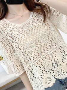 เสื้อถักสไตล์เกาหลีฤดูร้อนใหม่ เสื้อคลุมโปร่ง ชุดเดรสสายเดี่ยว เสื้อคลุมแฟชั่น เสื้อคลุมแบบมีฮู้ด ผ้าโพลีเอสเตอร์ แขนยาว ปกติ