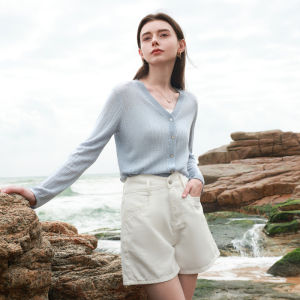 3COLOUR·S | Lacy V-Neck Lightweight Knit Sweater M