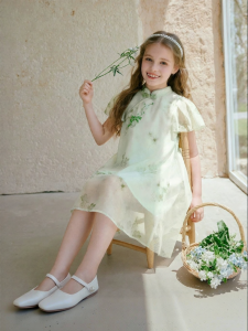 XIANGYING | Đầm Qipao Phong Cách Trung Quốc Mới cho Bé Gái Lớn
