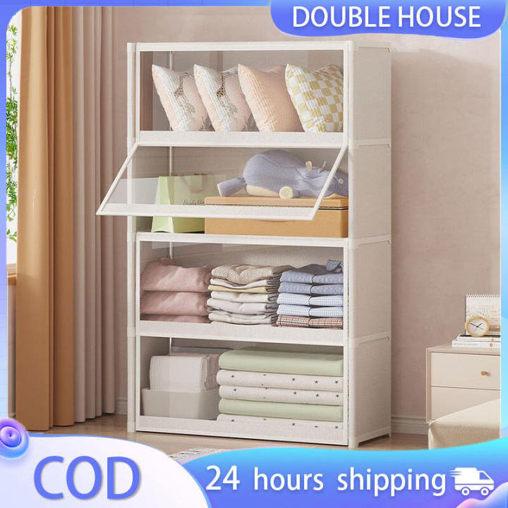 DOUBLE HOUSE 3/4/5 Layers Bedroom Rack Dustproof Storage Cabinet ...