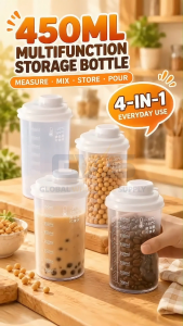 450ML Kitchen Seasoning Container Transparent Measuring Storage Bottle Sugar Salt Spice Dispenser Bekas Dapur