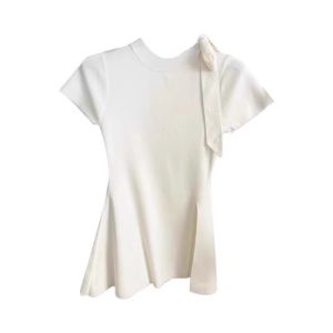 HUOLISI | Black Bow Tie Slit Knitted T-Shirt