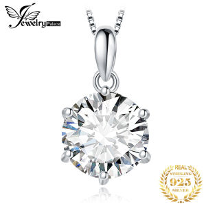 JewelryPalace Moissanite GRA D Color 1ct 1.5ct 2ct 3ct Round 925 Sterling Silver Pendant Necklace No Chain for Woman 100% Passed The Diamond Selector
