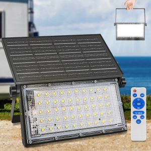 Đèn Năng Lượng Mặt Trời 50W Đèn LED Ngoài Trời Làm Đèn Chống Nước An Ninh Chiếu Sáng Cho Nhà Để Xe Hàng Rào Sân Vườn Trại Hike Năng Lượng Mặt Trời Có Thể Gập Lại