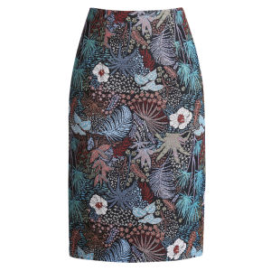 Retro Embossed Split Printed Pencil Skirt