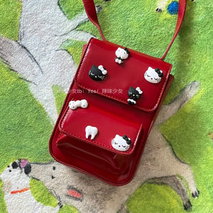 Spicy Kitty Flap Mobile Phone Bag British Retro Matte Small Leather Bag Wine Red JK Crossbody Bag Versatile Daily Accessory