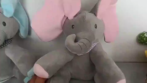 SKISOPGO Music Elephant Plush Toy with Moving Ears Peekaboo Singing Elephant Plushie Baby Kids Christmas Gift