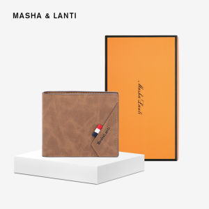 Mashalanti Mens Short Wallet Thin Money Clip Birthday Gift for Boyfriend Husband Synthetic Leather Crossbody Bag European Style