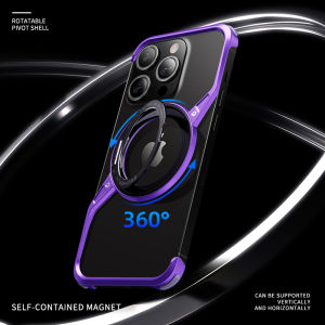 Rotation Kickstand Aluminum Metal Frameless Design Bumper S Case for iPhone 16 15 14 Pro Max Cover Casing