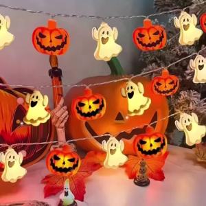 10/20 LED Halloween Ghost Pumpkin Battery Powered String Fairy Lights for Bedroom Home Garden Party Window Holiday Decor