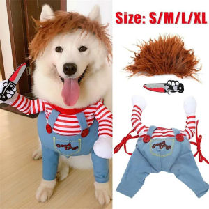 Pet Funny Clothes Dogs Cosplay Costume with Wig Set Pet Cat Dog Festival Party Halloween Christmas Comical Outfits