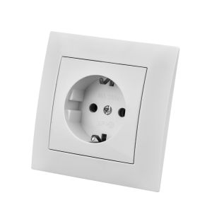 White Wall Rocker Switch On/Off EU Standard Classic AC Button Light Switch 1 Gang 1 Way Spray Plastic Panel Flame Retardant Way
