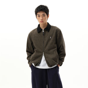 Roaringwild | Khaki Green Plaid Short Wool Jacket