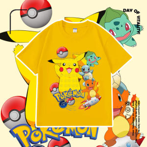 Bandai | Pokémon Cartoon Boy Short-sleeved Pure Cotton Summer Clothing - New Style for Childrens Girls Top - Childrens T-shirt