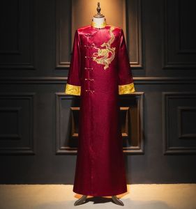 ชุดซิ่วเหอเพื่อนเจ้าบ่าวพิธีกรงานแต่งสไตล์จีนชุดซิ่วเหอเจ้าบ่าวชุดซิ่วเหอเสื้อคลุมยาวสาธารณรัฐจีนเสื้อคลุมยาวสำหรับการแสดง