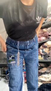 Quần jean dài cho bé trai 27kg đến 41kg lưng thun túi hộp lai bo QT182