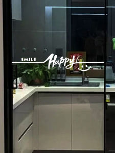 Happy Waistline Kitchen Sliding Glass Door Anti-Collision Decoration Sticker Shop Glass Door Window Creative Wall Stickers
