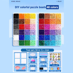 MARD Kids 3D DIY Perler Beads 3D Fuse Beads Kit Craft Kit Beads With Iron For Kids Gift 24Colors 2.6mm Pegboards and Accessories Pixel Art