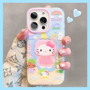 Cute Kitty Cat Pink Raincoat Magnetic Suction Holder Phone Case Apple Compatible New Model iPhone 15 pro Dual Layer 13 GirlsHeart Design