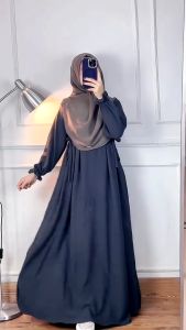 Gamis Kekinian Chibi Airflow Crinkle Premium - Pakaian Muslim Wanita Polos Panjang
