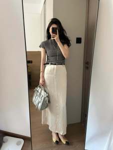 กระโปรงทรงเอผ้าซาตินทรงตรงทรงเอผ้าอะซิเตทกระโปรงทรงเอทรงสลิมฟิตสำหรับฤดูร้อนใหม่