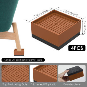 4Pcs Non-slip Bed Risers Stackable Furniture Legs L-side/Full-side Sofa Riser Shock Mute Mats Reduce Noises Tools for Desk Chair