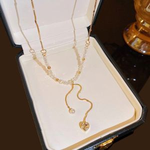 good 999 18K GOLD titanium steel Love tassel crystal spicy girl Necklace N8353
