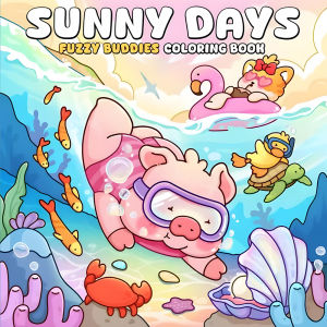 SUNNY DAYS FUZZY BUDDIES Bold-easy Patterns Coloring Book for Adults Cute Drawing Book Perfect Gift for Party and Birthday