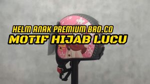 Helm bogo retro anak kaca datar SNI premium BRO.CO karakter kids junior laki laki perempuan usia TK SD 3-4-5-6-7-8-9-10-11-12-13 tahun motif Hijab Jilbab Syari Muslim Muslimah Lucu murah Full Leher Half Face
