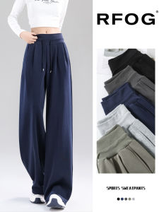Loose Drawstring Wide Leg Pants Womens Loose Fit Sporty Casual Low Waist Trousers Draping Color Block Straight Cut Trousers